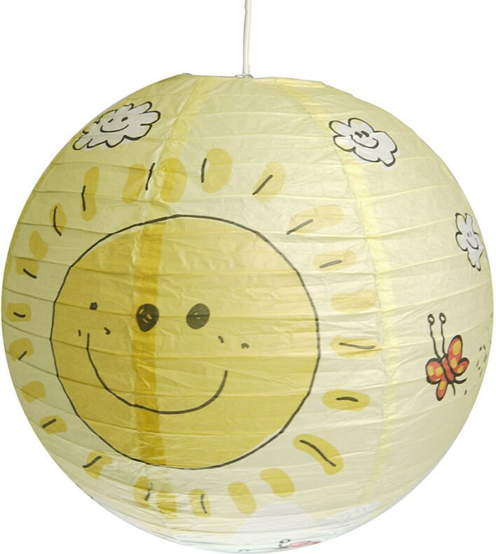 Papier Lampenschirm fürs Kinderzimmer mit fröhlichem Sonnen Motiv Ø 40cm