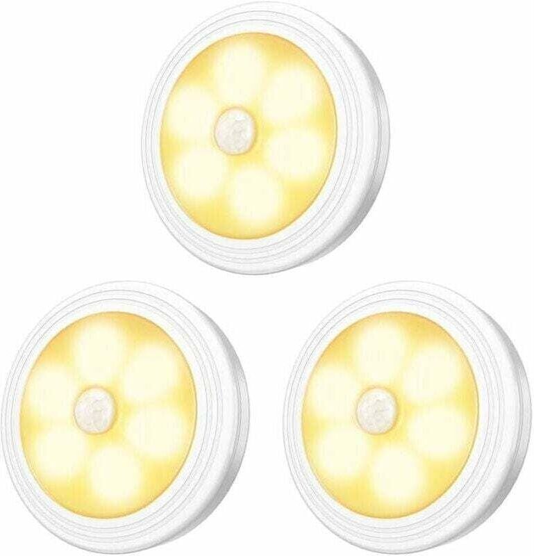 LED-Schrankleuchten, 3er-Pack, LED-Nachtlicht, Bewegungsmelder, LED-Licht mit Magnetfuß für Küchentreppen, Schrankvitrin...