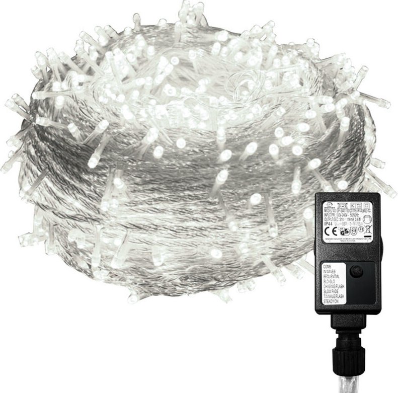 VINGO 30M 300 Lichterkette LED Lichterkette Kaltweiß 8 Lichtmodi Party Garten Innen Außen Deko Weihnachtsbeleuchtung