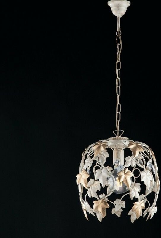 Hängender Kronleuchter aus Eisen Elfenbein Hellgold 30x h37 cm Efeu