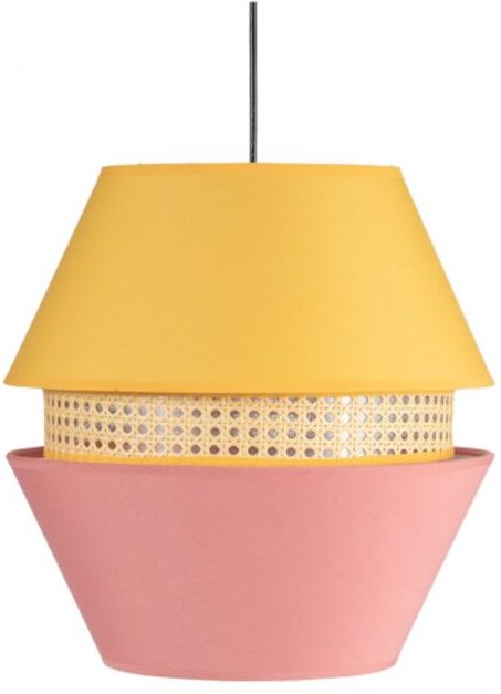 Fabrilamp - Pendelleuchte 3 Lampenschirme trajano1xe27 rosa/gelb regx35x35 cm