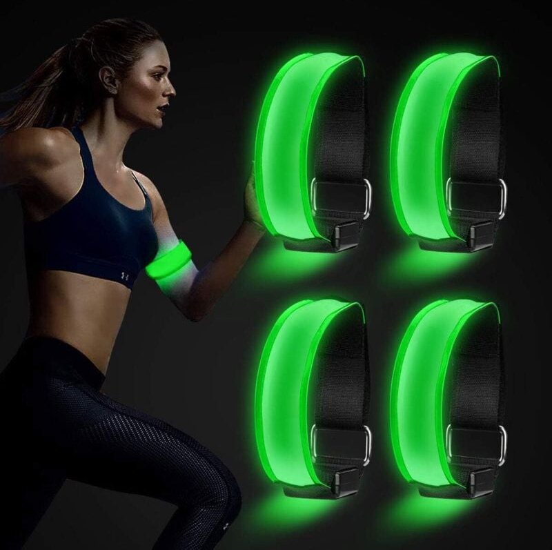 4er-Pack reflektierende LED-Armbänder mit 3 Beleuchtungsmodi für Outdoor-Sport, Nachtläufe, große Festivalpartys, Konzer...