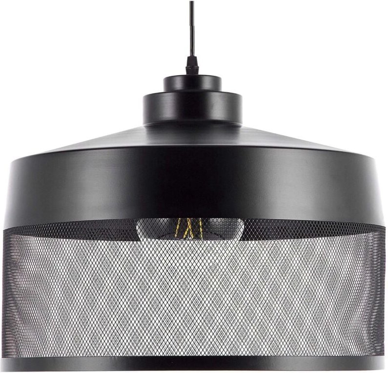 Beliani - Hängeleuchte Schwarz Metall runder Schirm mit Netz-Optik Vintage Minimalistischer Stil