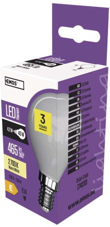 LED-Glühbirne Filament mini Globe milchig E14 4,2W warmweiß
