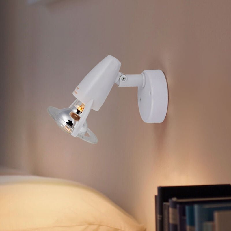 Wandlampe Wohnzimmerleuchte Schlafzimmerlampe Wandleuchte Flurlampe, Kunststoff weiß, 1x E14 Spot beweglich, h 12 cm