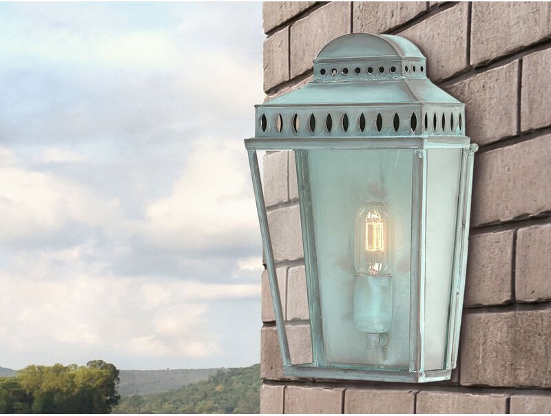 Meinewunschleuchte - led Außenwandleuchte im Landhausstil mit Patina, Höhe 37,5cm