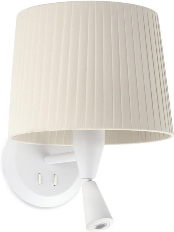 Samba Wandleuchte innen mit Leser weiß/Polyesterseide beige 64308-35