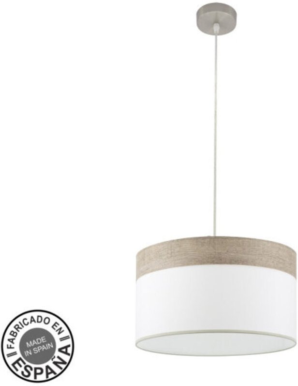 Senko - Cloe Pendelleuchte 1xe27 nickel/weiß-holz grau regx40x40 cm