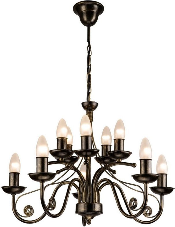 Lamkur Donato Kronleuchter mit Stoffschirmen, Schwarz, 10x E14