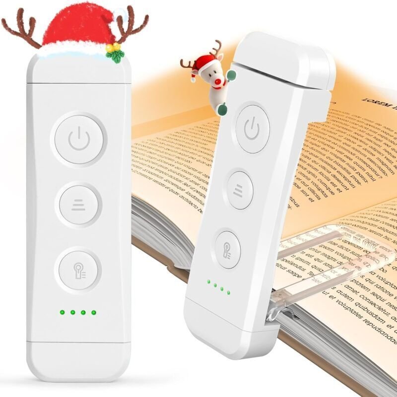 Wiederaufladbare Leselampe, Leselicht fürs Bett, 3 warme Farben x 5 Helligkeitsstufen, kompakt und robust, Geschenkidee