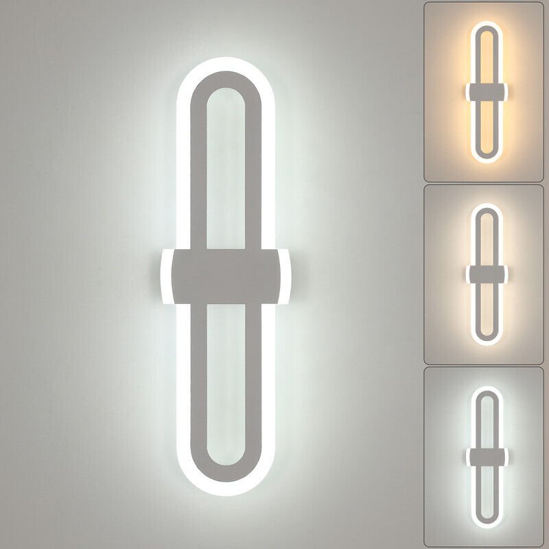 GOECO Moderne LED-Wandleuchte, weiß, 40 cm, 14 W, drei Farbtemperaturen (3000 K/4500 K/6500 K), für Schlafzimmer, Flur, ...