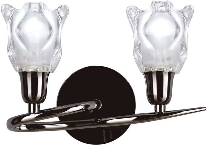 Inspired Mantra Amel Wandleuchte mit Schalter, 2 Lichter, L1/SGU10, Schwarzchrom, Kompaktleuchtstofflampen im Lieferumfa...