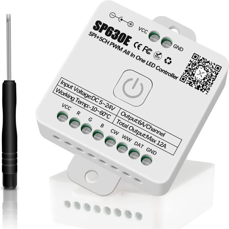 RGBW-Controller unterstützt PWM-Einzelfarben-CCT-RGB-RGBW-RGBCCT und SPI-TTL-IC-Chip-LED-Lichtstreifen