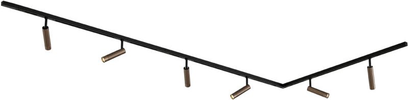 Modernes Schienensystem mit 6 dunkelbronzefarbenen Strahlern 1-phasig - Slimline Uzzy