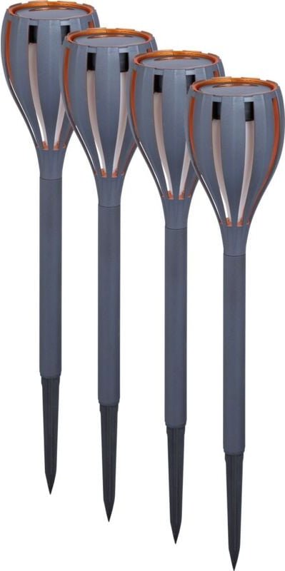 TrendLine LED Solarleuchte 4er Set mit Erdspieß grau Solar-Bodenleuchten