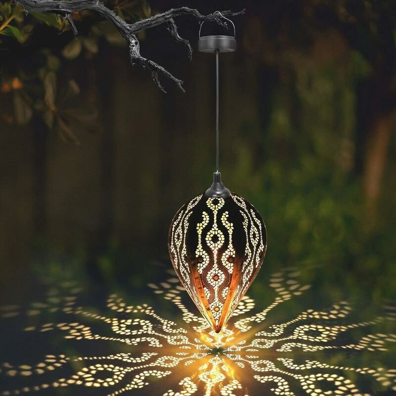 Solar-Gartenlaterne für den Außenbereich, LED-Hängeleuchte, IP44 wasserdicht, Solar-Hängelampe aus Metall
