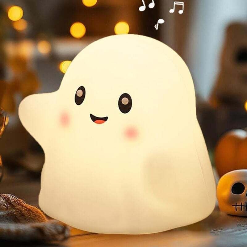 Halloween-Geister-Nachtlicht, Silikon, fürs Kinderzimmer mit 13 interaktiven Soundeffekten, USB-aufladbar mit 30-Minuten...