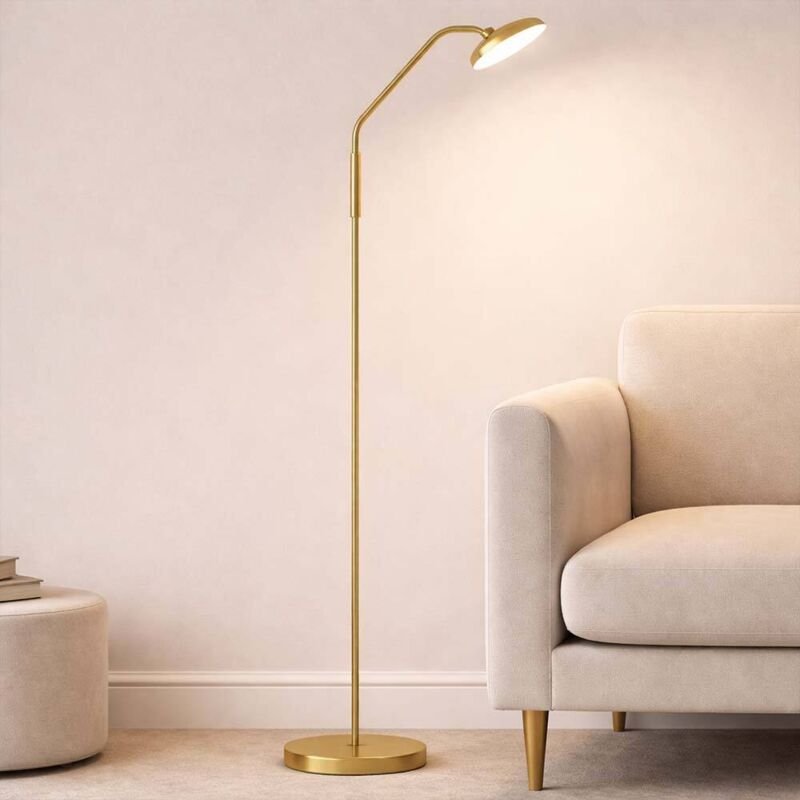 LED Stehleuchte dimmbar Schlafzimmerlampe Touchdimmer Stehlampe messing verstellbar, 7,5W 880lm warmweiß, neutralweiß, D...