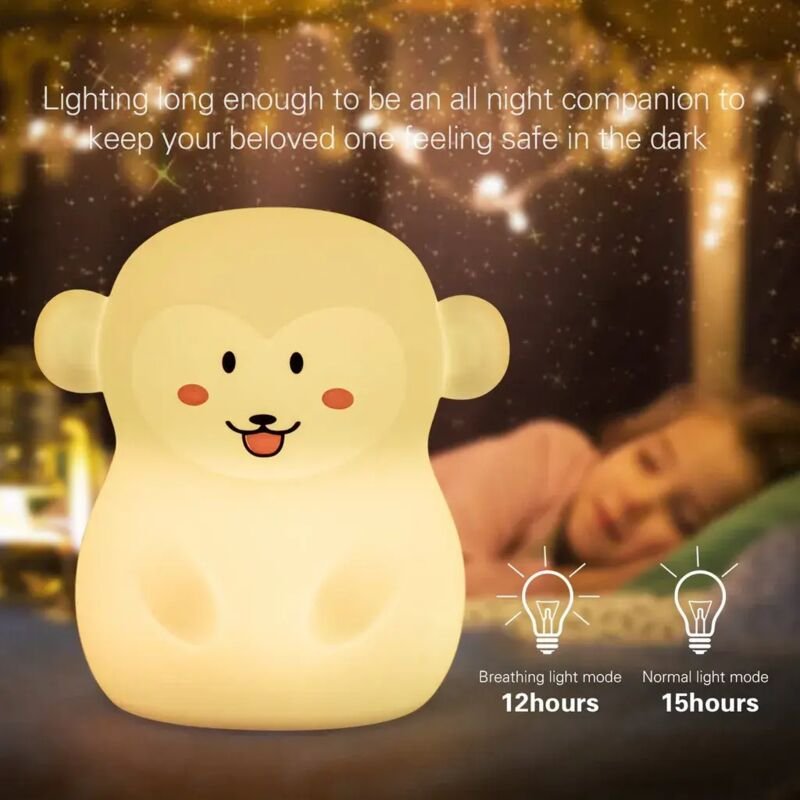 Buntes Nachtlicht für Kinder, Touch-Licht, 9 Farben, LED-Nachtlampe, USB-aufladbar, berührungsempfindliche Lampe, Siliko...