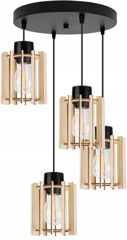 Hängelampe, Deckenleuchter, Holz, LED-Lampenschirm