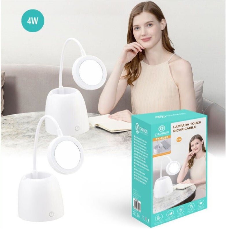 Thumbnail - Trade Shop Traesio - Trade Shop - touch lamp TX-9082 led tisch usb wiederaufladbar spiegel 3 helligkeit einstellbar -