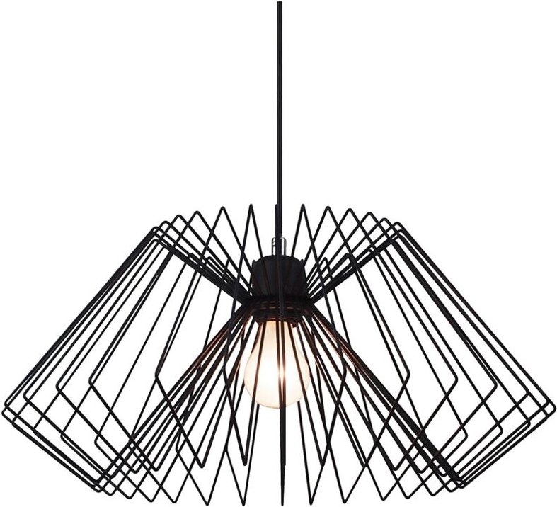 Hängelampe modern geflochten aus schwarzem Metall mit verstellbarem Kabel Ø50 Spider