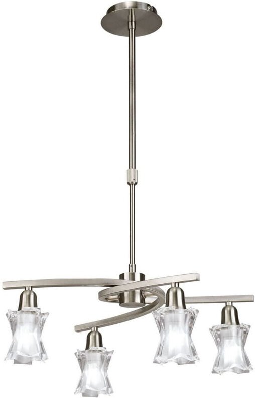 Inspired Mantra Alaska Pendelleuchte, umwandelbar in halbbündige 4-flammige Lampe L1/SGU10, satiniertes Nickel, Kompaktl...