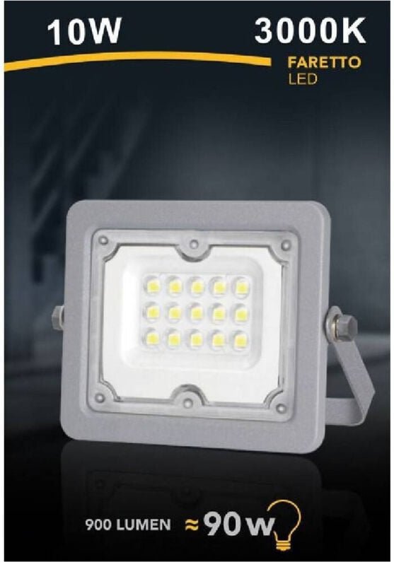 Trade Shop Traesio - Trade Shop - faro-led 10 w ultra slim outer grey IP65 cold natur FS10W-G -