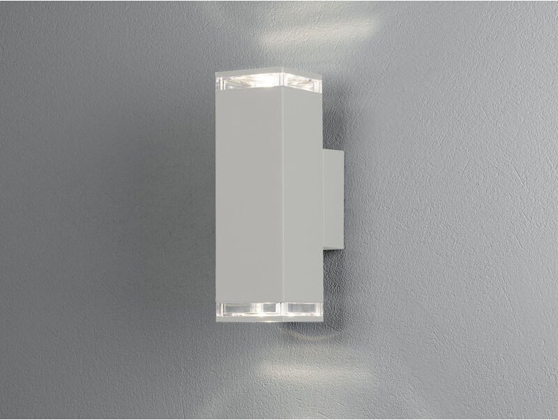 Meinewunschleuchte - led Außenwandleuchte alu Up and Down Weiß Effektstreifen IP44, Höhe 23,5cm