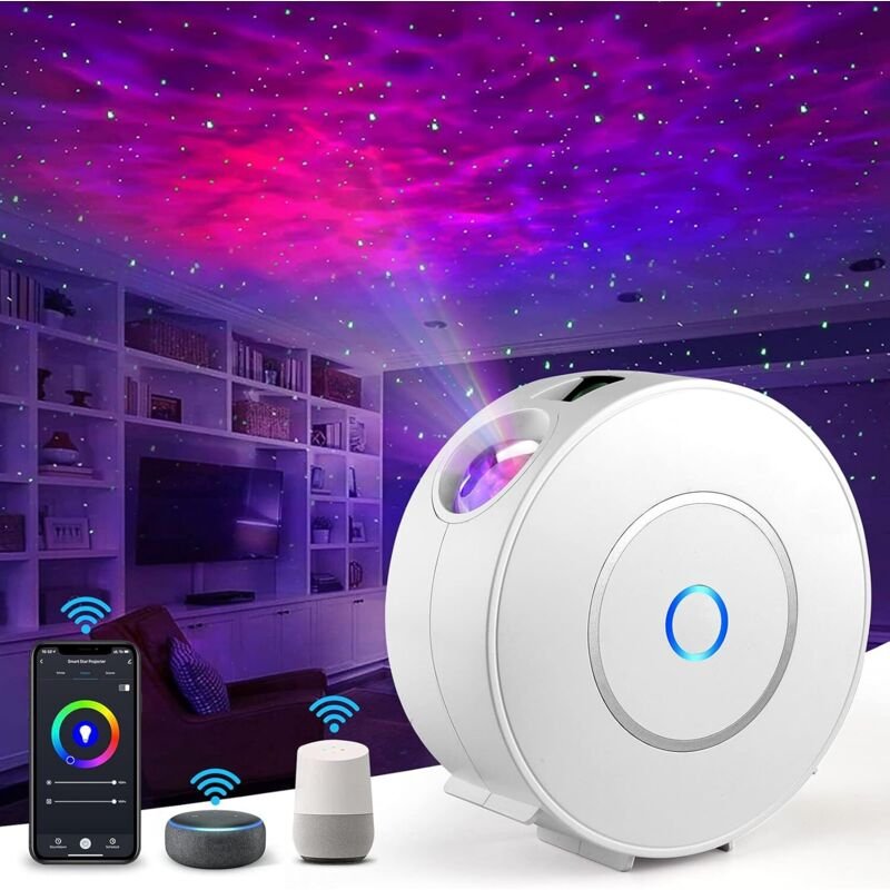 LED Smart Sternenhimmel Projektor, WLAN LED Sternenprojektor 3D Galaxy mit App Sprachsteuerung, Timer, Kompatibel mit Al...