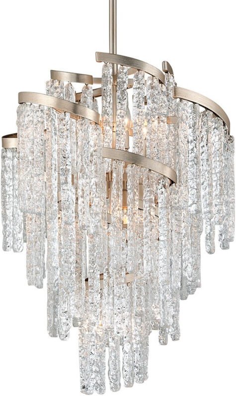 Mont Blanc 9-flammiger Kronleuchter modern Leaf, venezianisches Glas