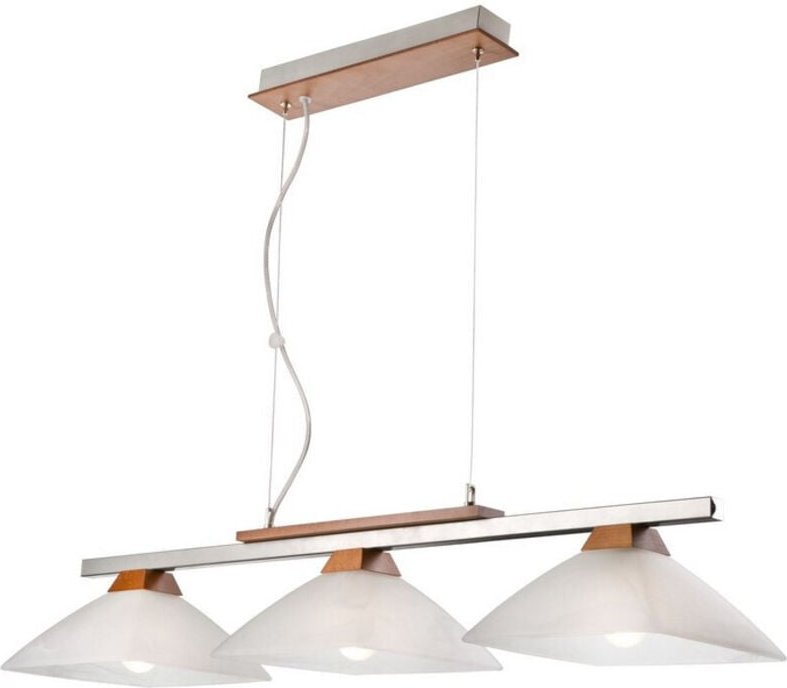 Lamkur Ela Stab-Pendel-Deckenleuchte mit Glasschirm, rustikal, 3x E27