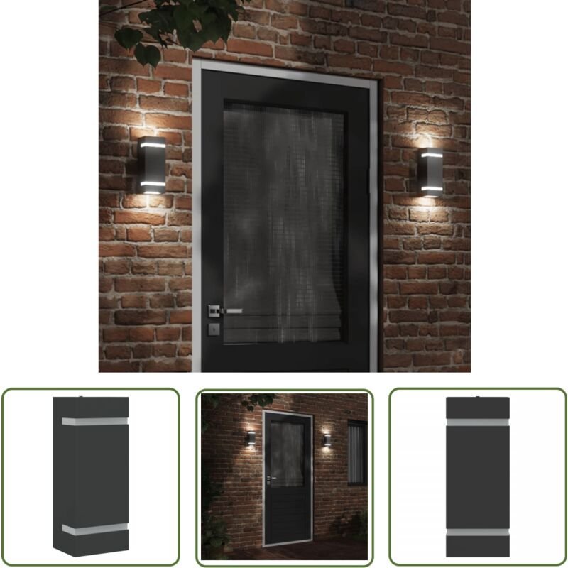 Außenwandleuchte Schwarz Edelstahl - Outdoor Wandleuchte - Edelstahl Wandleuchte - Gartenbeleuchtung - led Wandleuchte -...