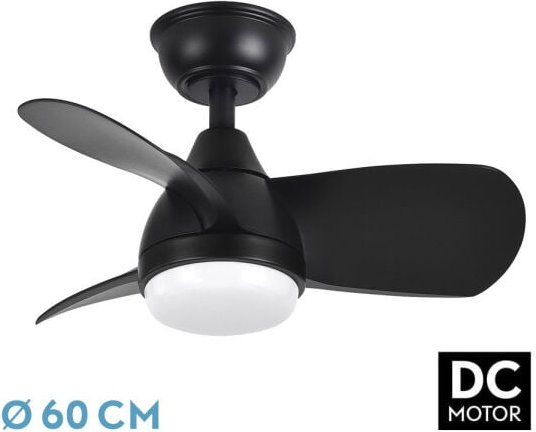 Thumbnail - Lüfter Dc 24w Pirdo Schwarz 3 Flügel 60d 2400lm 6 Geschwindigkeiten 3000-4500-6000k/Quake, Speicher & Timer - Fabrilamp