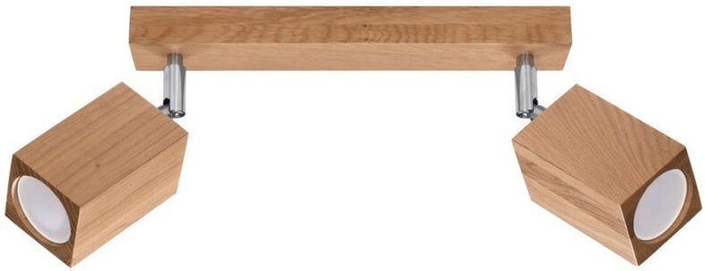 Ledbox - Sollux Lighting Keke Oak Square Twin Deckenstrahler Holz, 2x GU10