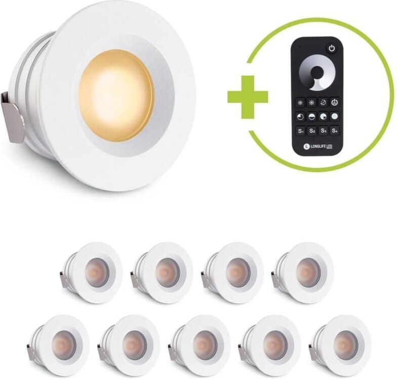 Thumbnail - Einbaustrahler Mini flach Torino 3W 2700K IP44 - Farbe: weiß - Anzahl: 10x
