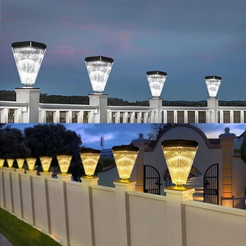 6er-Pack Solar-Zaunpfostenleuchten, wasserdichte, sonnenbetriebene dekorative Lichter für Garten, Hof, Terrasse, Auffahr...