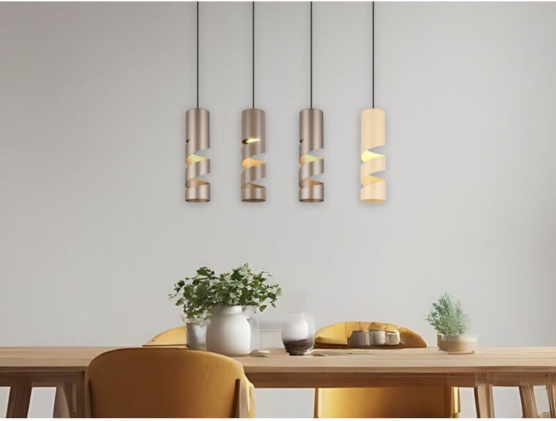 Moderne led Pendelleuchte 4-flammig aus Metall in Coffee Tönen, b: 80cm