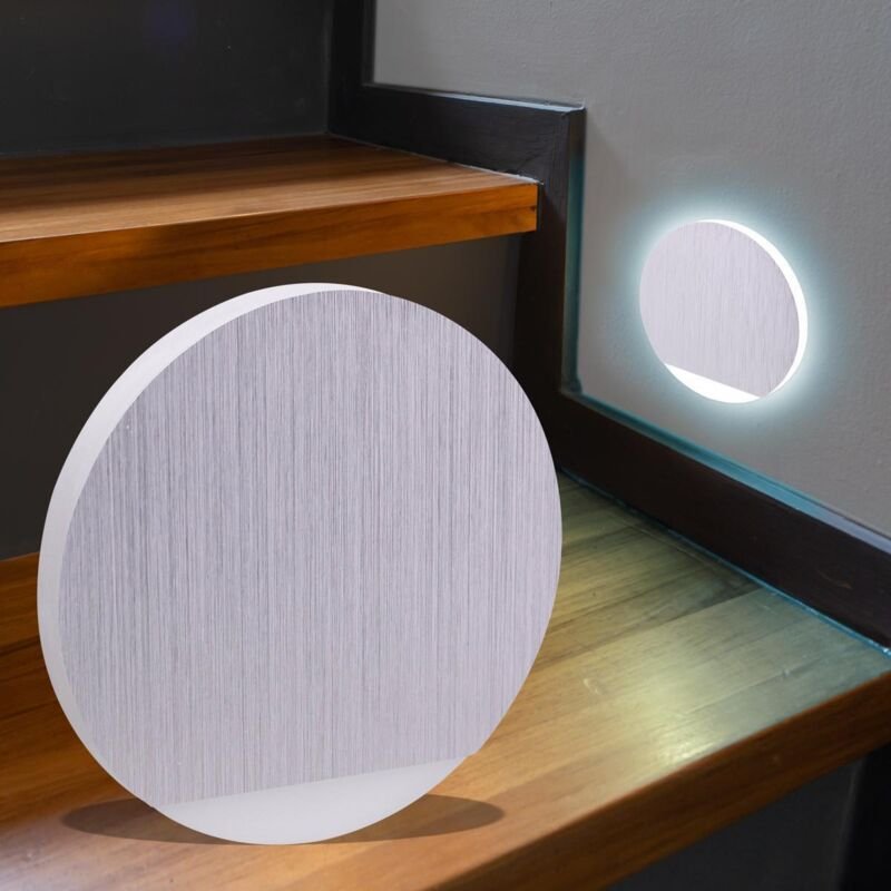 LED Treppenleuchte rund Alu-gebürstet - Lichtfarbe: Kaltweiß 1,5W - Lichtaustritt: Orbis