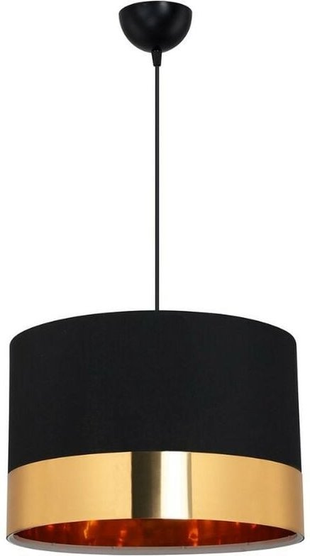 Tezeta - Pendelleuchte Alfina schwarzer Stoff mit Goldband ASZ1665
