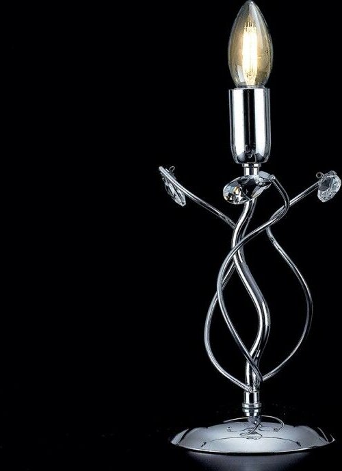 Tischlampe aus poliertem verchromtem Eisen mit Kristallstrasssteinen 1 Licht 15xh.27 cm