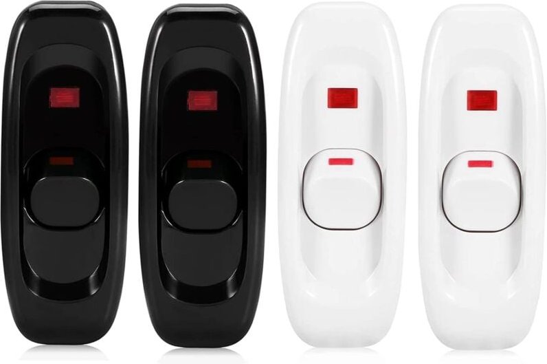 Zwischenschalter, Inline-Schalter, Knopf, 4 Stück, Schnurschalter, Kabelschalter, Schreibtischlampe, Kippschalter, Schnu...