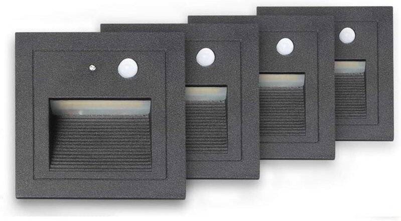Ineasicer 4er-Pack LED-Wandeinbaustrahler, 3 W, Wandleuchte, Treppenlicht, Lampe, Bewegungsmelder, Bodeneinbauleuchte, 2...