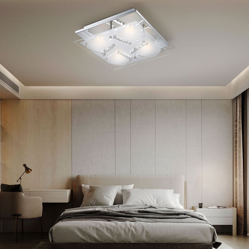 Globo Lighting - Deckenlampe Deckenleuchte Kristallleuchte Wohnzimmerlampe Wohnzimmerleuchte, Chrom Glas Kristalle klar,...