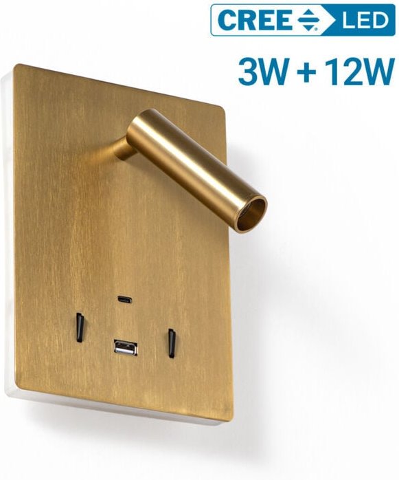 Wandleuchte "CLAUDI" - 3W + 12W - 2700K - USB+USB-C