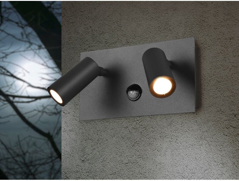 Trio - led Außenwandleuchte tunga 2-flammig mit Bewegungsmelder, Anthrazit, Breite 23cm