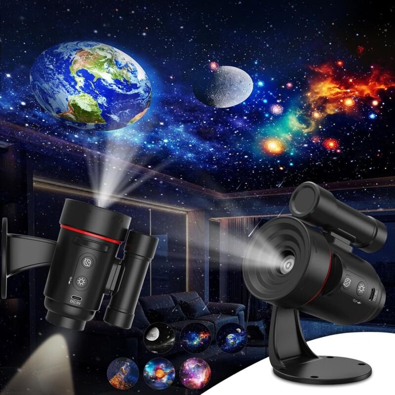 Galaxy Star Projektor, wiederaufladbares HD-Planetarium 2000 mAh, Decken- und Wandprojektor, 360° drehbar, Nebel-Raumbel...