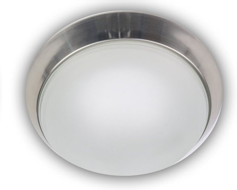 Niermann - Deckenleuchte, Glas satiniert mit Klarrand, Dekorring Nickel matt, ø 25cm