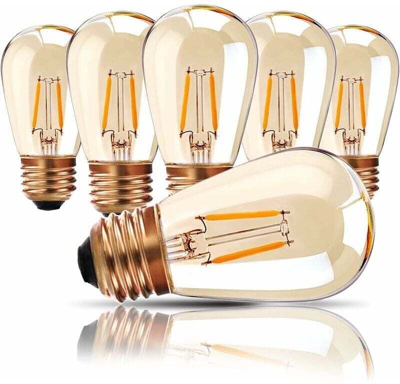 Außenleuchten, E27 Edison-Schraube, LED-Glühbirne, 1 W LED-Filament-Ersatzbirne für S14 ST45 LED, Warmweiß 2200 K, entsp...
