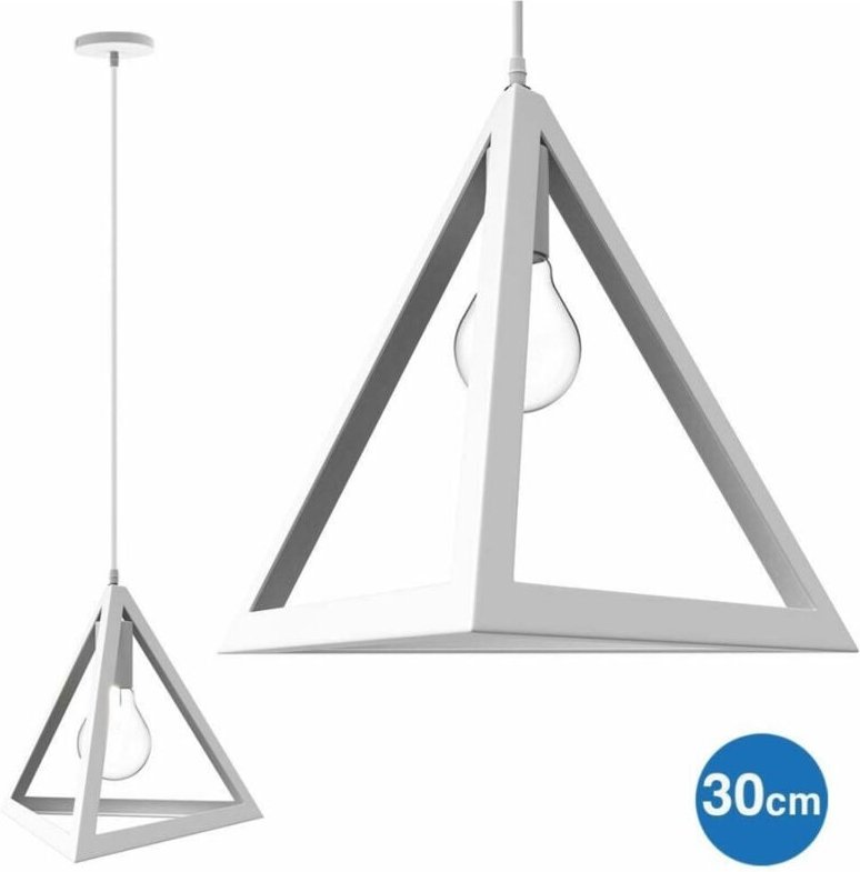 Trade Shop - kronleuchter lampe hängend pyramide 30CM modernes design weisser lampenschirm -